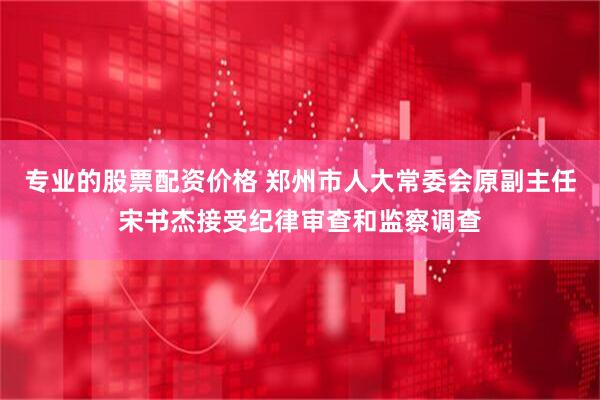 专业的股票配资价格 郑州市人大常委会原副主任宋书杰接受纪律审查和监察调查